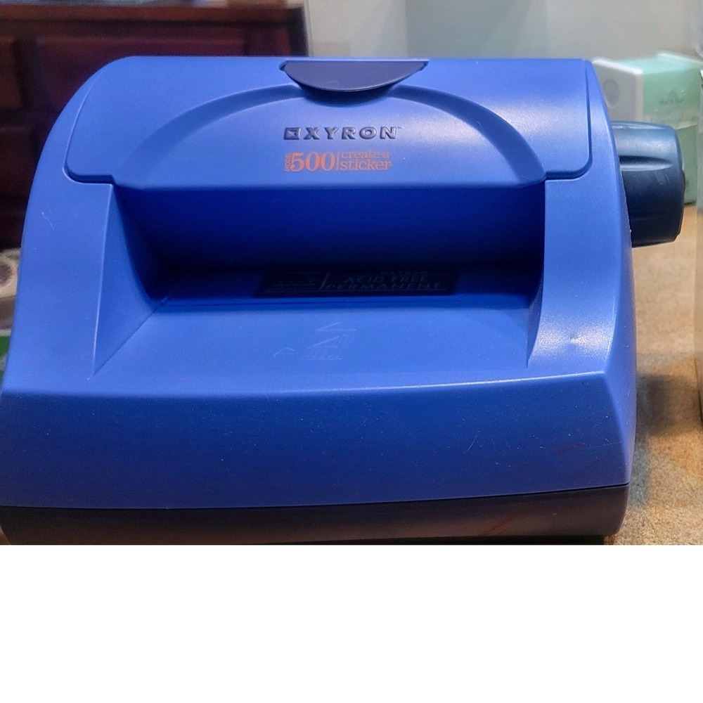 Xyron 500 Create-A-Sticker Machine Blue with New 18ft Permanent Adhesive Refill